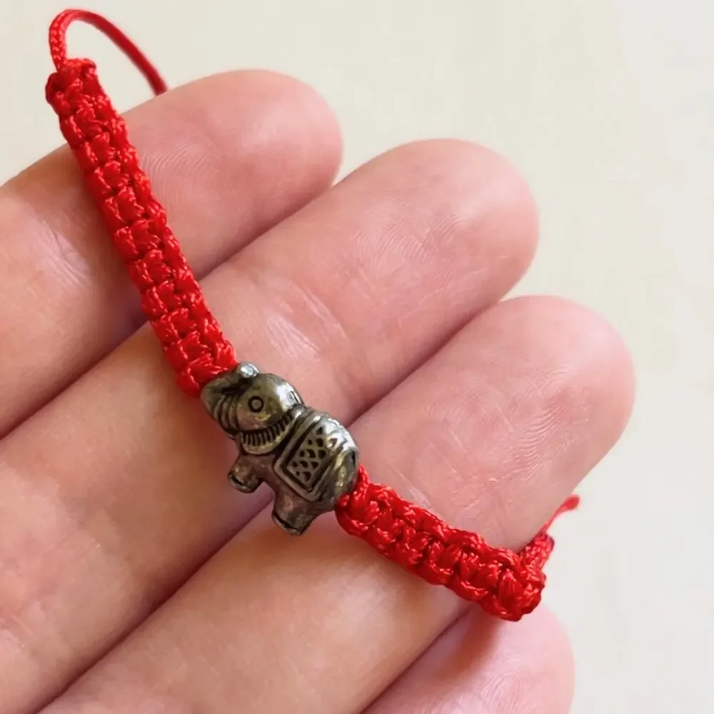 Red Thread Bracelet Elephant Charm Adjustable Child Sized